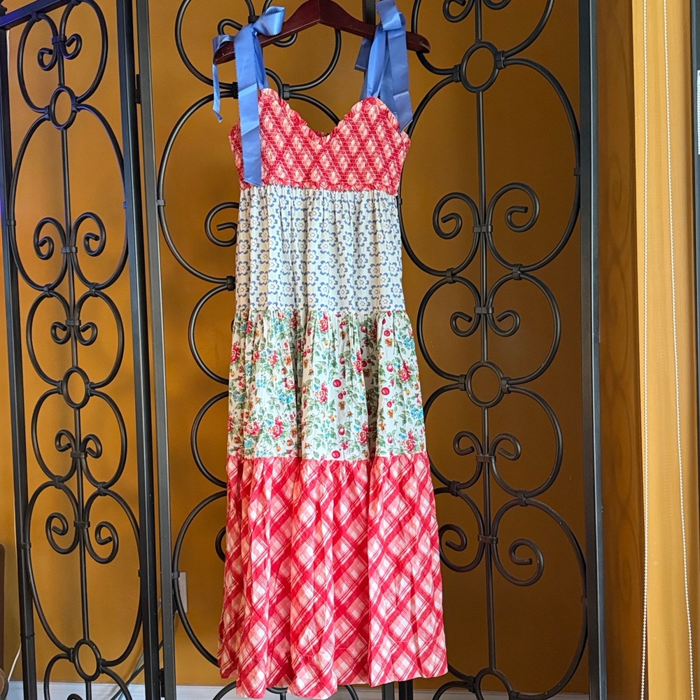 FREE PEOPLE Bluebell Mixed Print Cotton Maxi Dress